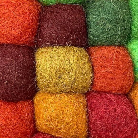 Trader Joe's Handmade Wool Felt Ball Trivet Hot Pad Multicolor Rainbow 8" x 8" - Picture 4 of 4